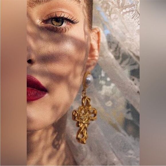 Vintage cross earrings  N226 - Picture 1 of 4